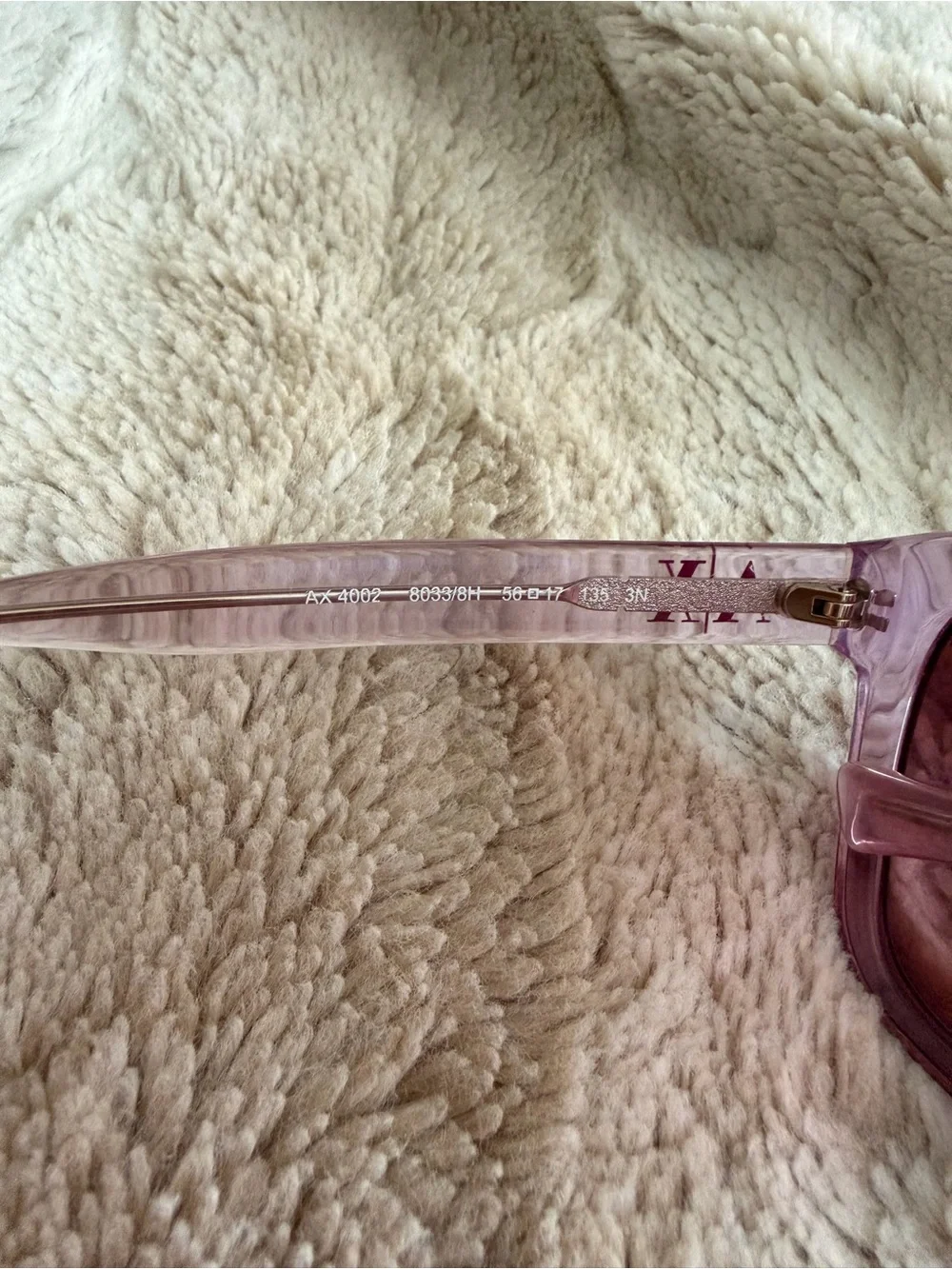 Armani Exchange Translucent Pink Oversized Square Sunglasses
